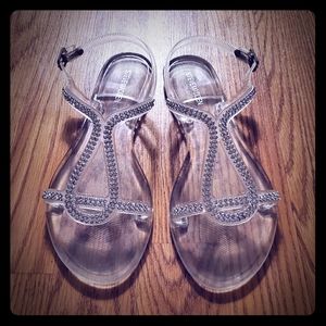 Steve Madden Clear Rhinestone Sandals Size 6.5
